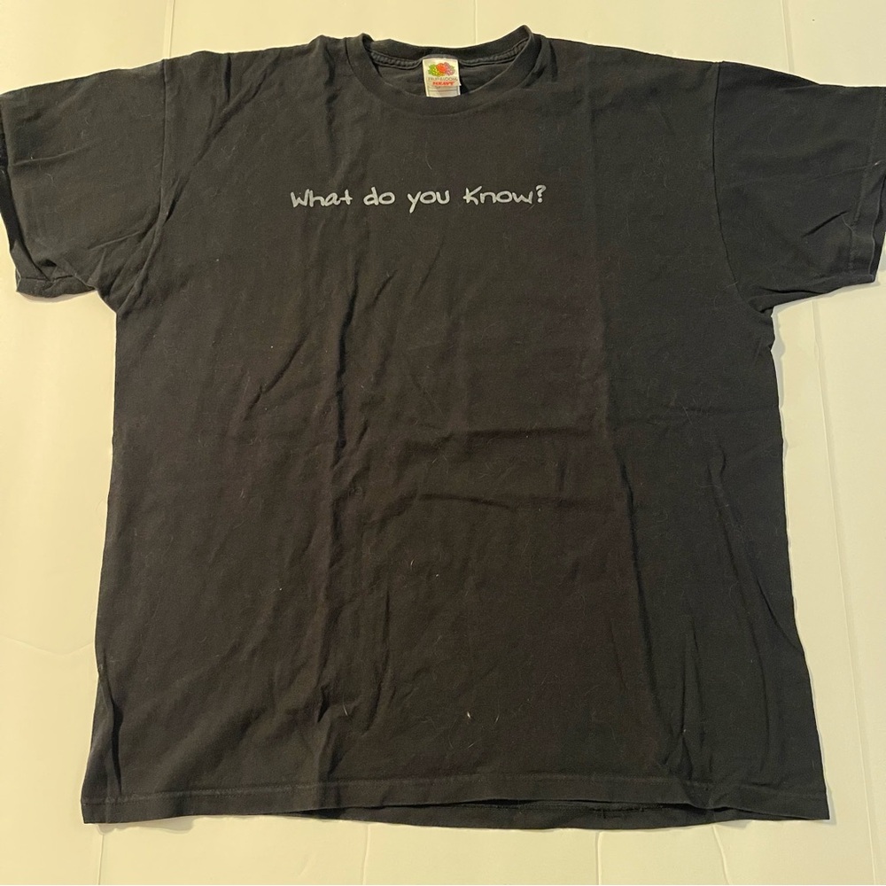 Fruit of the Loom XL Black Graphic T Shirt What Do You Know? Heavy Cotton